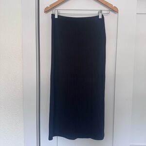 Reformation‎ Black Ribbed Midi Pencil Skirt